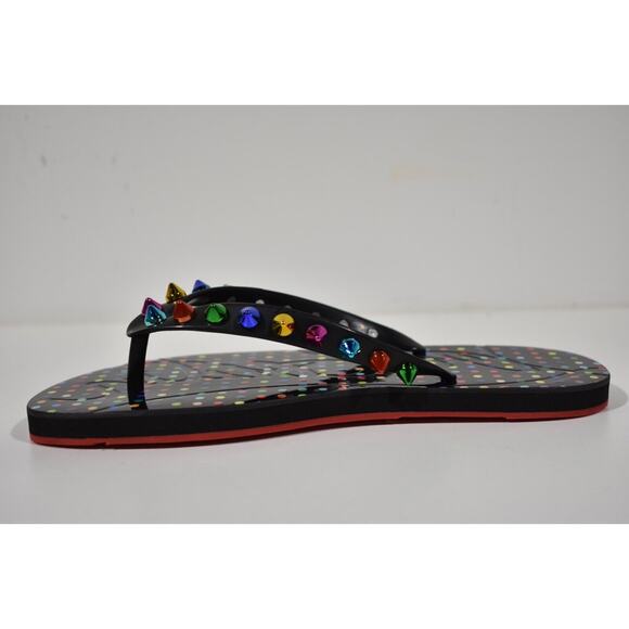 Christian Louboutin Loubi Flip Spikes Donna Flat Black Thong Flip Flop Sandal 36 - Picture 9 of 12